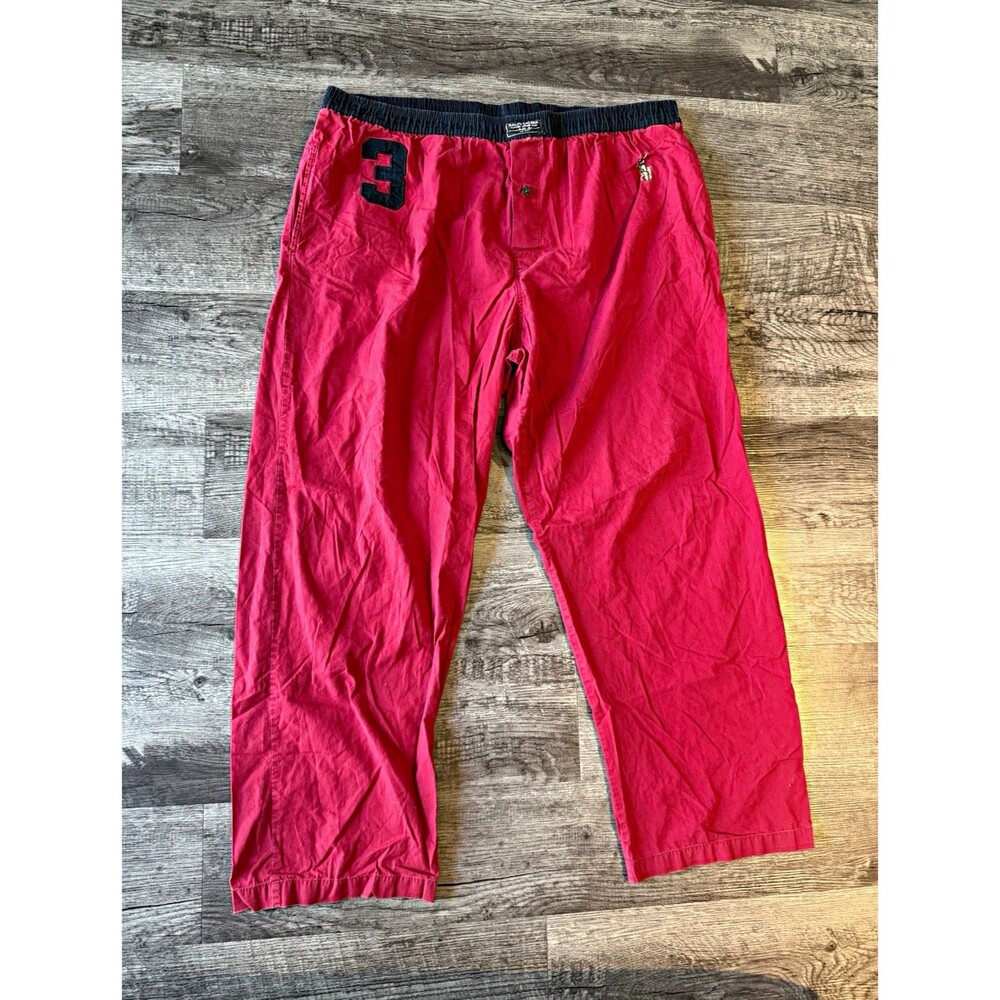 Polo Ralph Lauren Sleepwear Lounge Pants Mens L Red Big Pony 3 Pajama Bottoms